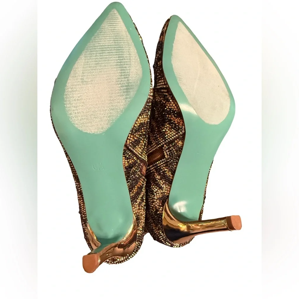 Betsey Johnson NWT Stunning Leopard Print Rhinestone Embellished Boots (SH278) - Picture 9 of 11